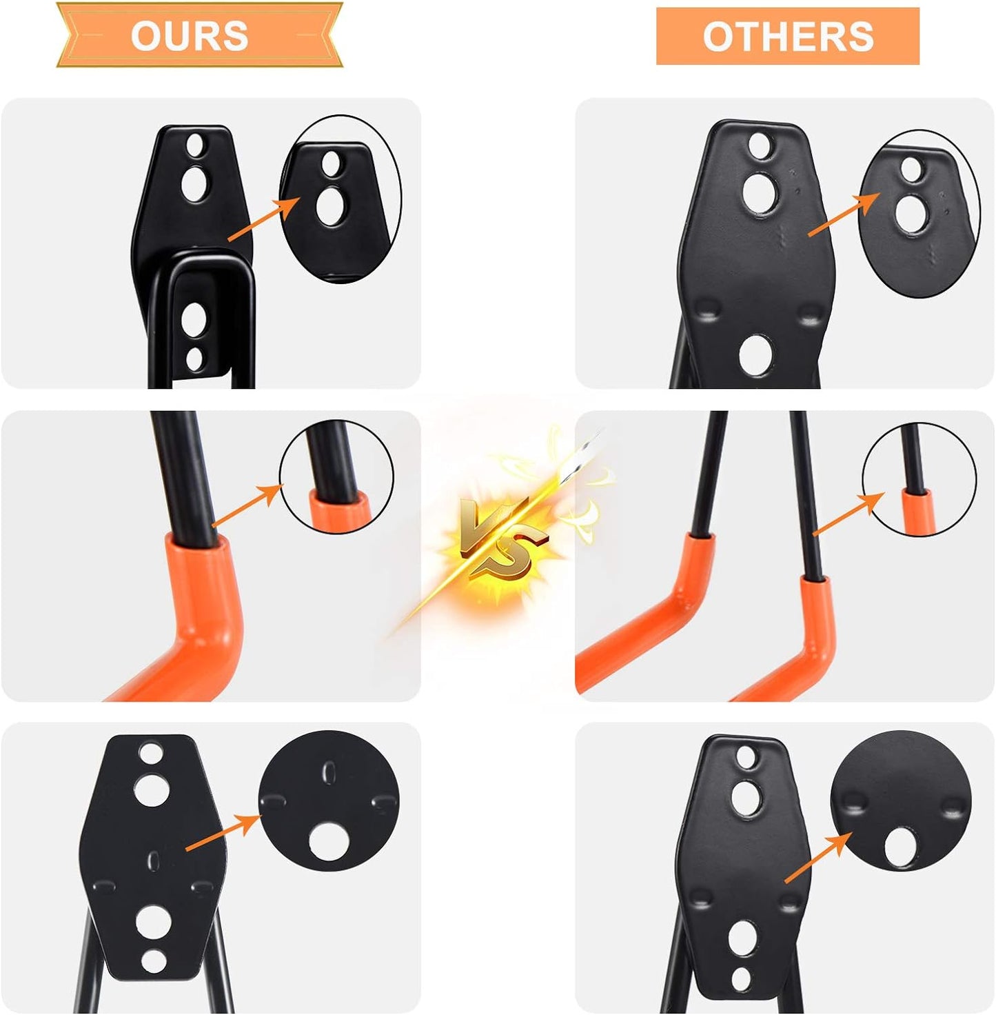 Aoben Heavy Duty Steel Garage Storage Hooks - Utility Tool Hangers and Combinable Wall Mount Hooks for Organizing Ladder, Hold Chairs, Heavy Tools (Large U, 10 Pack)