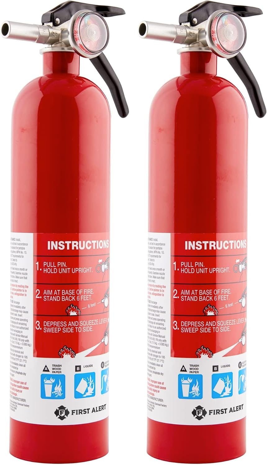 First Alert Home1-2, Standard Home Fire Extinguisher, Red, 2PACK