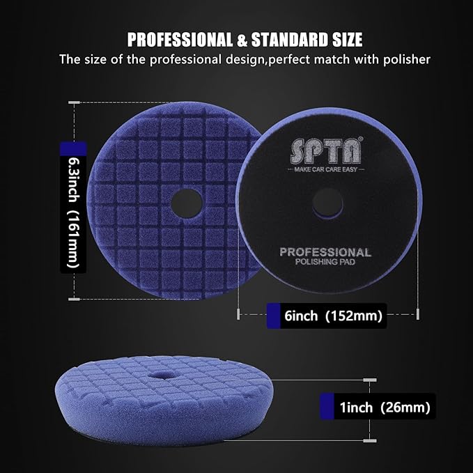 SPTA Buffing Polishing Pads Kits, with 3Pcs 6.5 Inch Polishing Pads,16oz Polishing Pad Cleaner, 2 Microfiber Towel and 1 Pad Cleaning Brush, All for Car Buffer Polisher, Polishing and Buffing