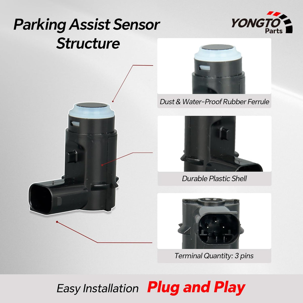 9L3Z-15K859-D 4Pcs Reverse Backup Parking Assist Sensor Compatible with Ford F-150 2009-2014 Replace OE 9L3Z15K859C