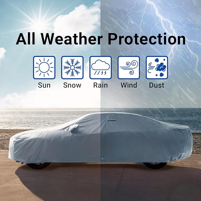 iCarCover Fits: [Pontiac GTO] 2004-2006 Premium Full Car Cover Waterproof All Weather Resistant Custom Outdoor Indoor Sun Snow Storm Protection Form-Fit Padded Cover with Straps