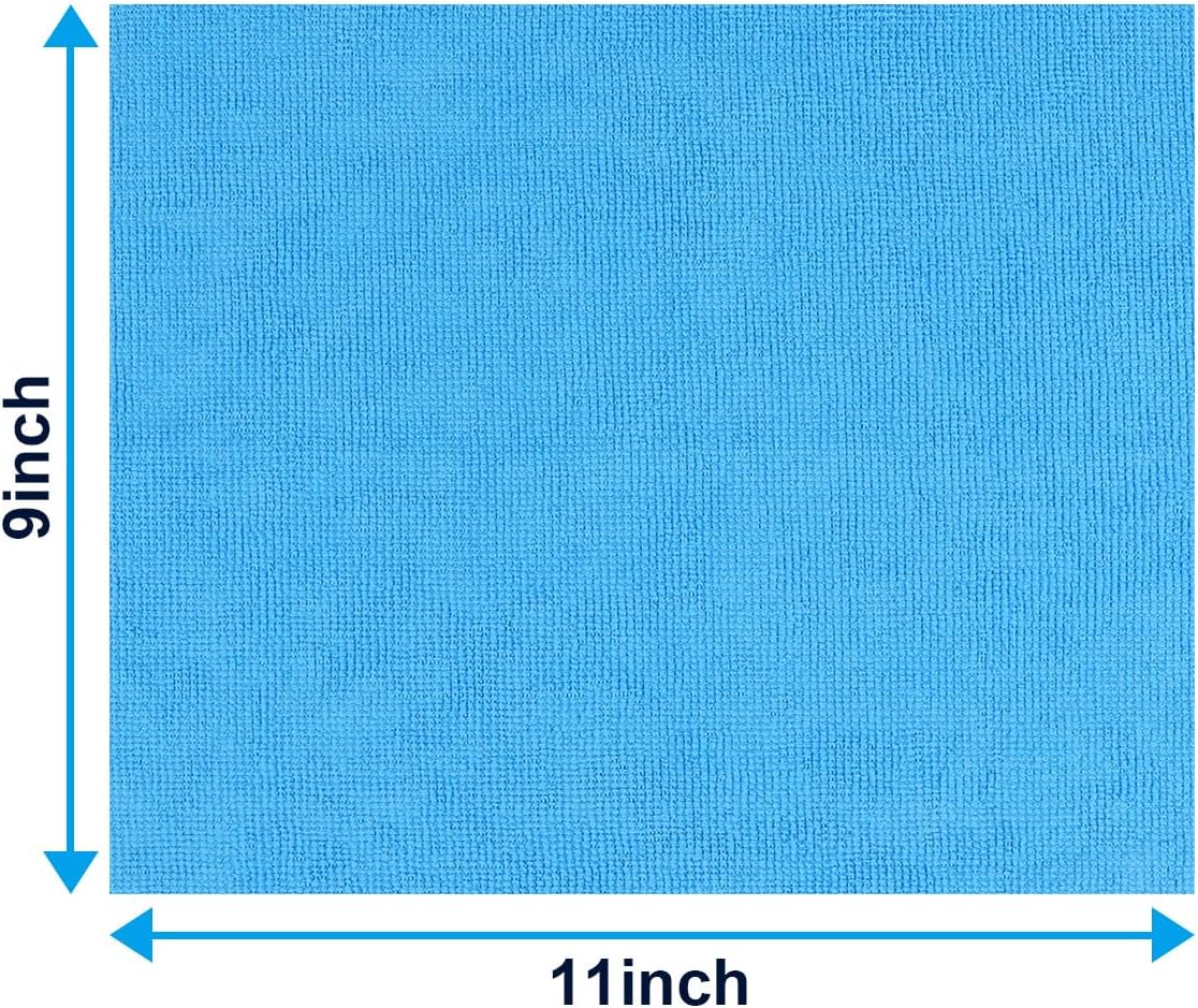 GLIMGLINT Microfiber Cleaning Cloth, 100 Pack Cleaning Rags, Lint-Free, Ultra Absorbent Reusable Paper Towels for Home, Kitchen, Car, Garage or Shop, Dish Rags, 11" x 9", Blue