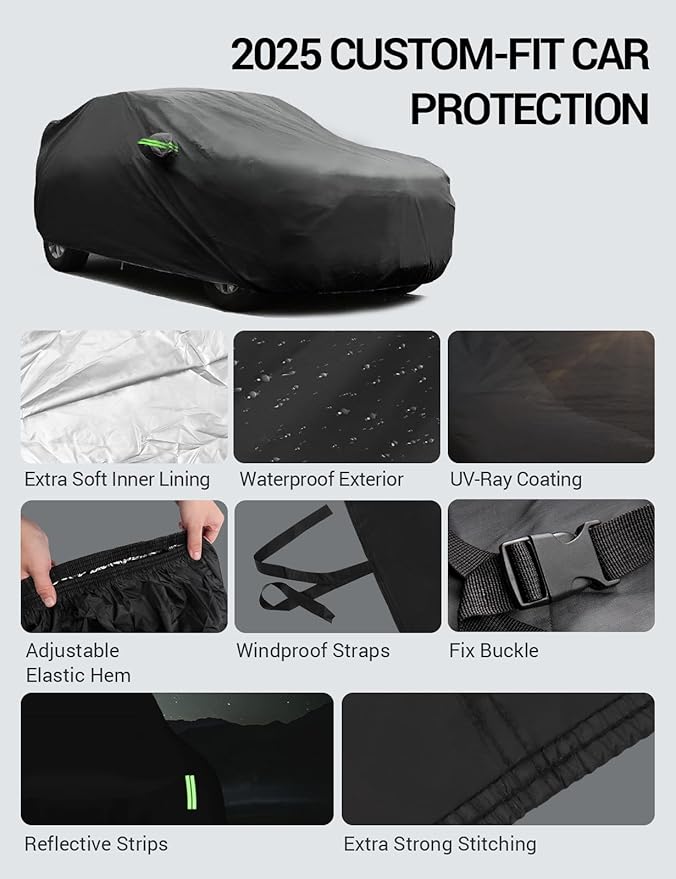 Proadsy 2025 Upgrade Car Cover Custom Fit for Toyota 4Runner 2010-2025, All Weather Waterproof Windproof Cover Sun Rain UV Snow Dust Protection Outdoor Full Exterior Cover