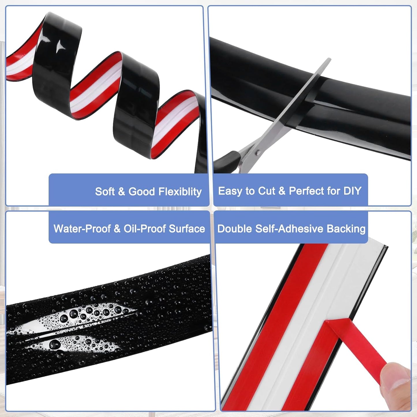 Wall Corner Protector Moulding Trim Peel and Stick Wall Corner Guards Trim Flexible Self Adhesive Edge Protector Moulding, 2.4 in x 10 Ft, Black