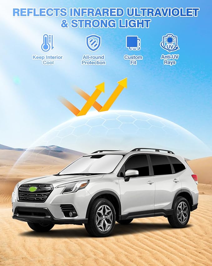 Sunshades for 2025 2026 Subaru Forester Accessories Windshield Sun Shade Side Rear Window Shade Cover Sun Visor Shield Privacy Protection Keep Vehicle Cool Black 8PCS