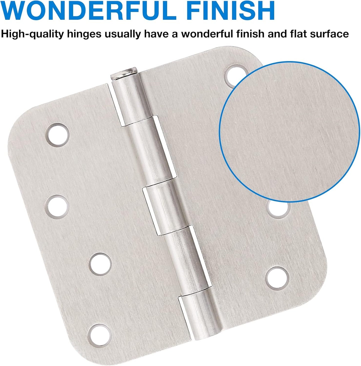12 Pack 4 Inch Nickel Door Hinges Satin/Brushed Nickel Door Hinges 4 in x 4" Exterior Interior Door Hinge for Stardand Doors Stall,Front,Closet,Silver Residential Hinges Iron Bifold Door Hinge