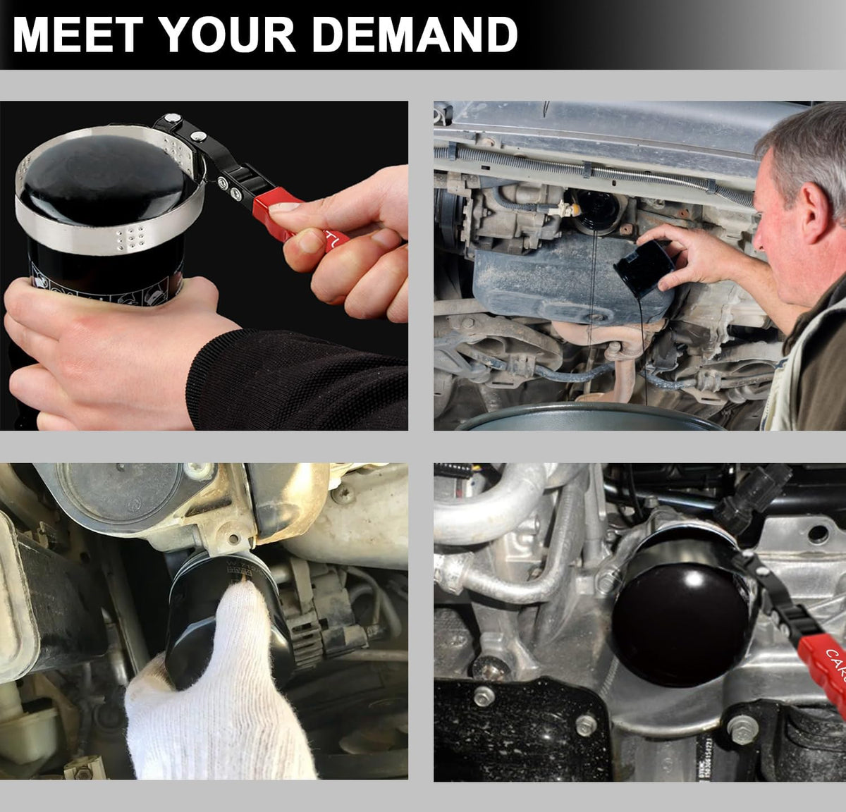 Standard Oil Filter Wrench, Oil Filter Wrench Tool Fits Filter from 3-1/4" to 3-6/7" for Cars, Motorcycles and SUV