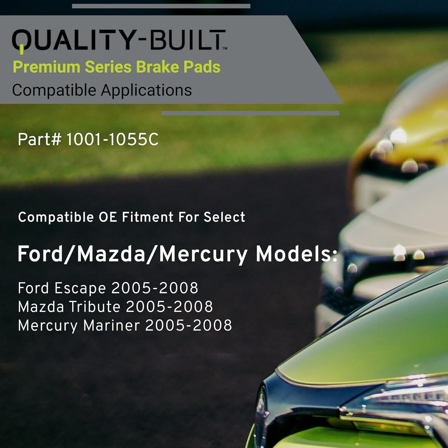 Premium Ceramic Rear Brake Pads (1001-1055C) Compatible with Ford Escape 2005-2008, Mazda Tribute 2005-2008, Mercury Mariner 2005-2008