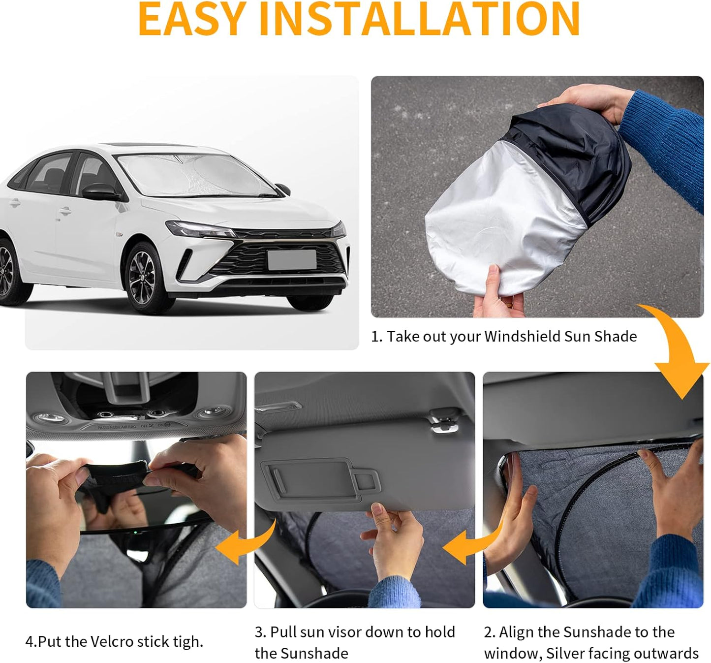 Sun Shade for Ford Taurus 2013 2014 2015 2016 2017 2018 2019-2023 Accessories Window Sunshade Custom Fit Taurus Sedan Windshield Sun Visor Reflective Protector Foldable Shield Blocks UV Rays