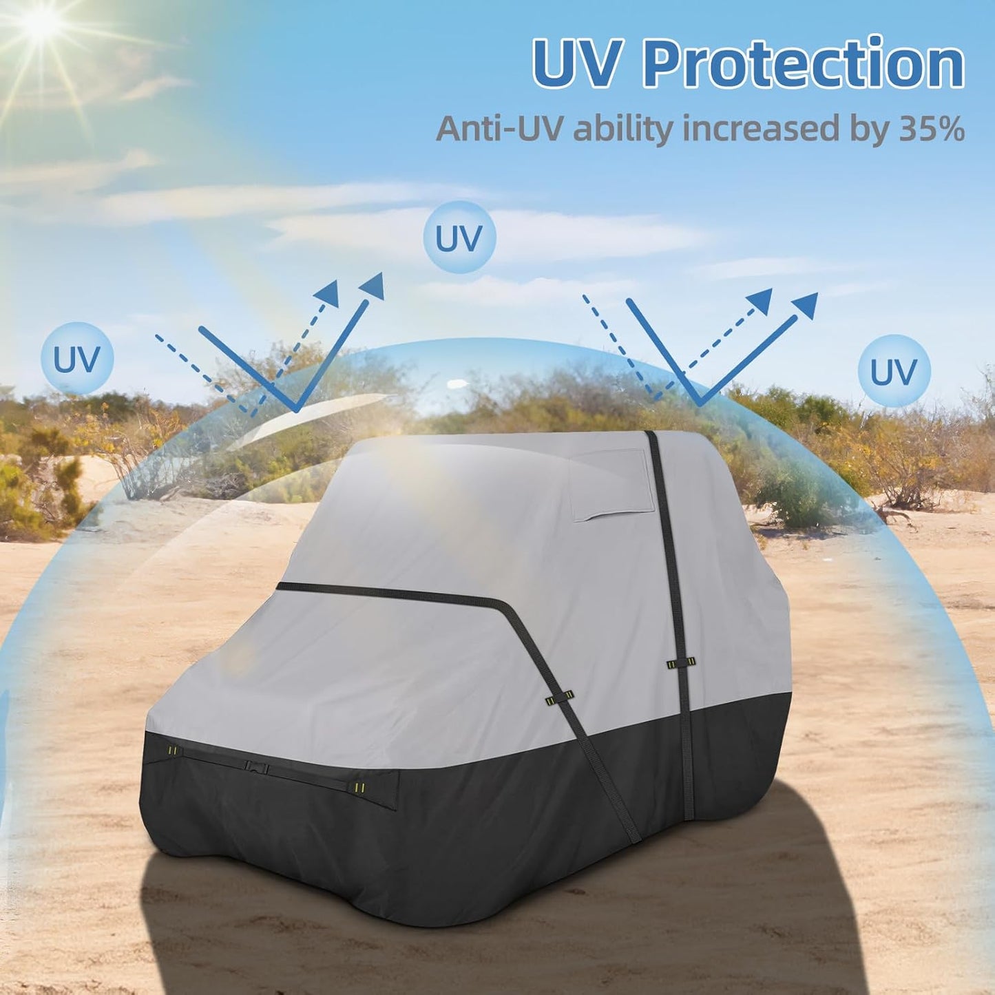 UTV Cover, Waterproof Side by Side Cover,2-3 Seaters Outdoor Storage Cover with Windproof Straps Compatible with Polaris, RZR, Honda, Can-Am, Yamaha 125" x58" x 71"