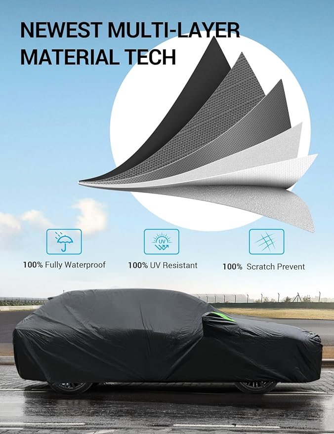 Proadsy 2025 Upgrade Car Cover Custom Fit for Toyota Land Cruiser 2008-2025, Waterproof All Weather for Automobiles, Full Exterior Cover Rain Snow Sun Protector Indoor Outdoor Car Cover