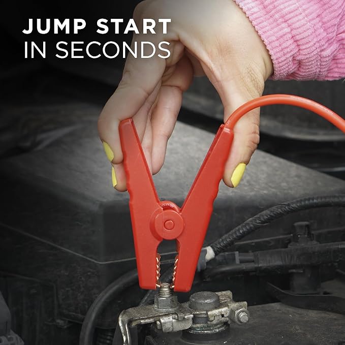 BoostHero Portable Car Battery Jump Starter, 6,000mAh Power Bank, LED Flashlight, with Smart Jumper Cables for up to 6.0L Gas/4.0L Diesel Engines (Lilac)
