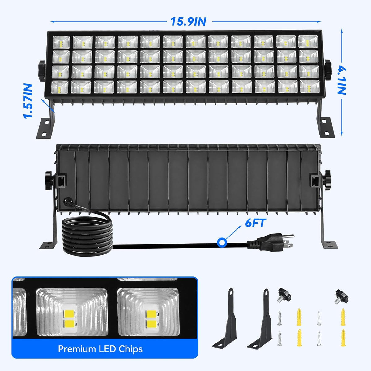 4 Pack LED Shop Lights, 100W 11000LM Plug in Garage Light with 6FT Power Cord, IP66 Waterproof Work Bench Shop Lights for Garage, Workshop, Warehouse, Outdoor, Yard, Garden