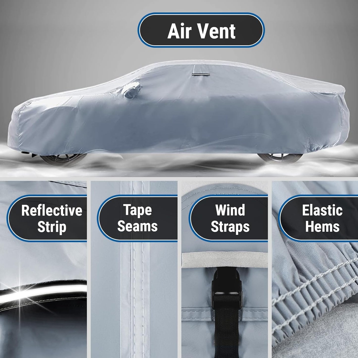 iCarCover Custom Car Cover for Buick Century (1997-2005) Waterproof All-Weather Rain Snow UV Sun Protector Full Exterior Indoor Outdoor Car Cover (Stripe - Gray/Black)