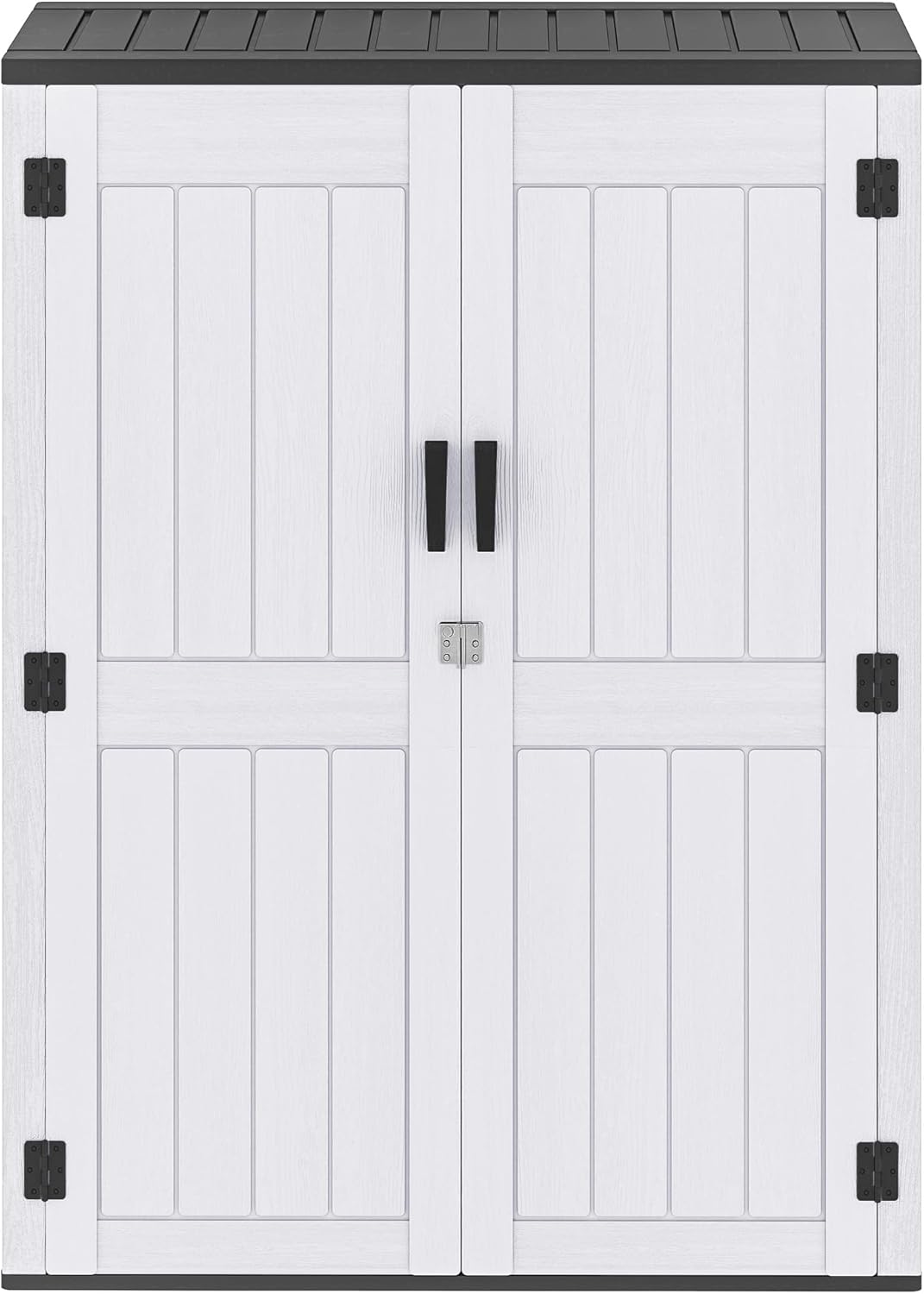 DWVO 59 Cu. Ft. Vertical Storage Shed, Weatherproof Outdoor Tall Cabinet with Double-Wall Panels and Floor, Lockable Resin Shed for Garden, Garage, Patio, Light Gray (Shelves Not Included)