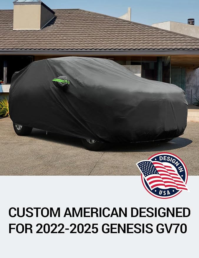 Proadsy 2025 Upgrade Car Cover Custom Fit for 2022-2025 Genesis GV70, Waterproof All Weather for Automobiles, Full Exterior Cover Rain Snow Sun Protector Indoor Outdoor Car Cover