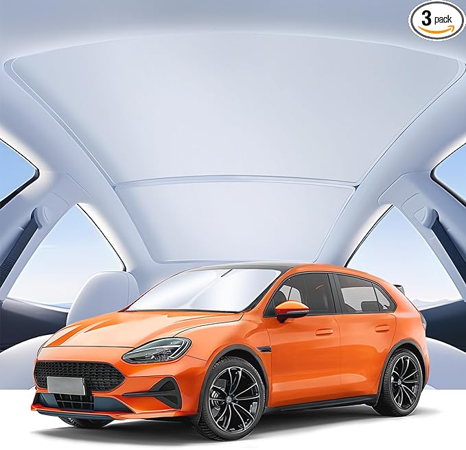 Compatible for Tesla Model Y 3Pcs Sunshade Windshield & Roof [No-Gap/Sag-Free], Portable Foldable Umbrella Heat Insulation for Tesla Model 2024-2025, Car Accessories