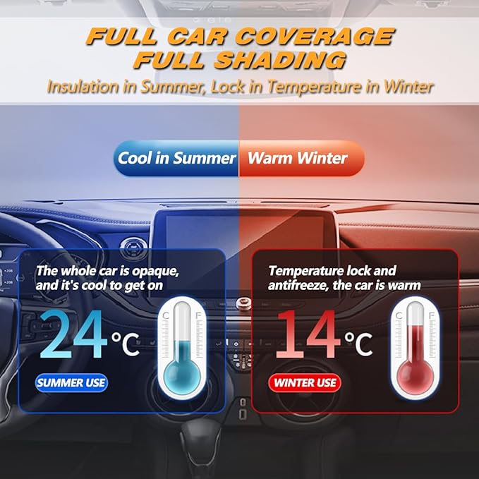 AUQDD 6-Layers PEVA New Material Sedan SUV Full Padded Car Cover Waterproof All Weather Weatherproof UV Sun Protection Snow Dust Storm Resistant Outdoor Exterior Custom Form-Fit Straps 205"-216" Gray