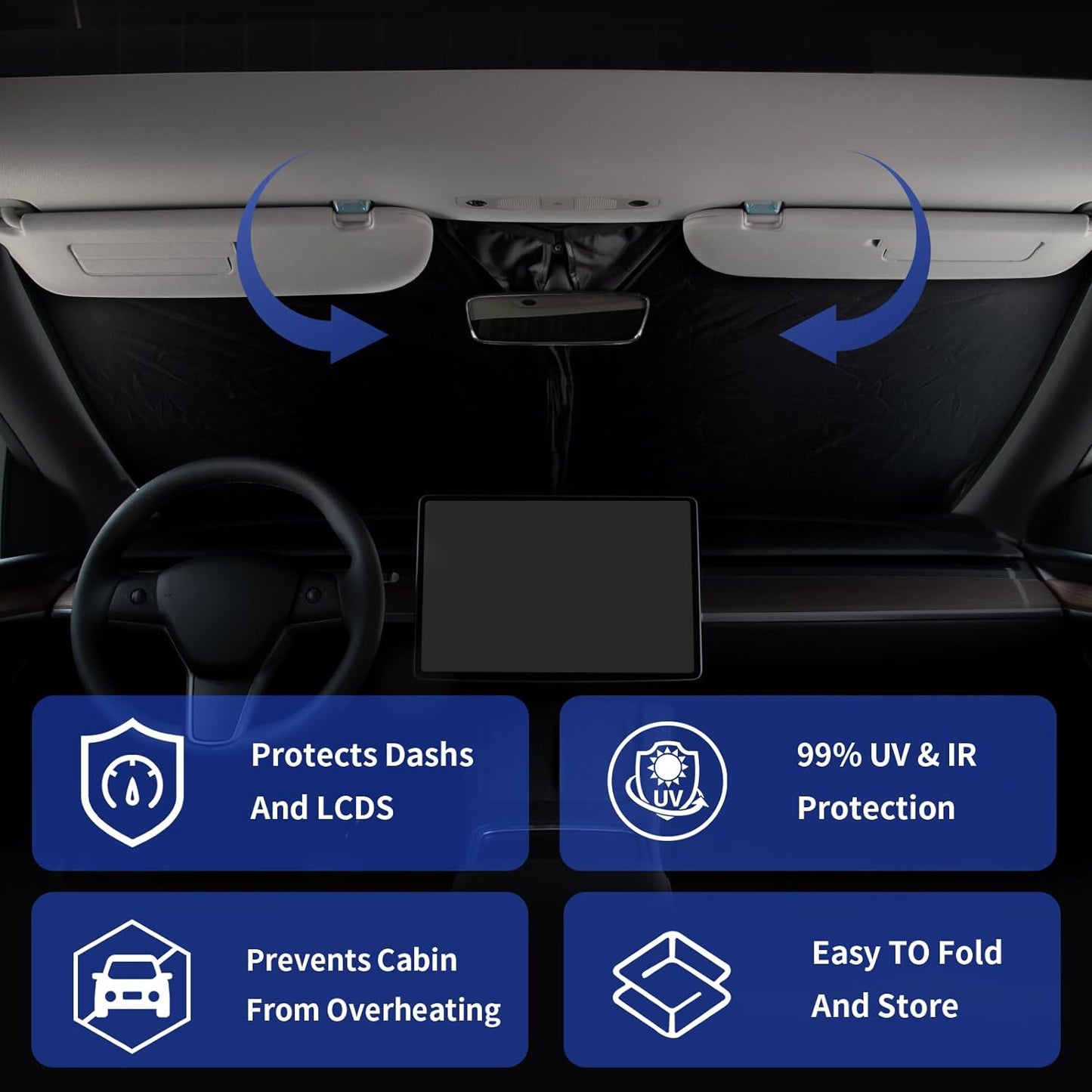 for 2025 Upgrade Highlander Windshield Sun Shade Front Sunshade Custom fit for 2007-2024 Toyota Grand Highlander Hybrid SUV Windshield Cover for 2022 Mirai Venza Toyota RAV4 Window Sun Visor Protector