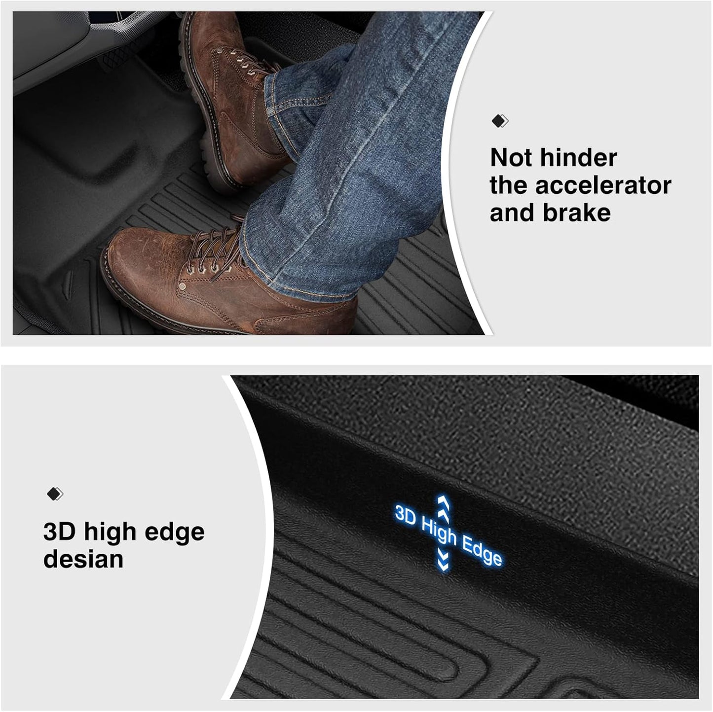 Powerty Floor Mats for 2021-2023 Hyundai Santa Fe 5 Seats (ONLY Hybrid), Custom Fit for Hyundai Santa Fe Accessories, 3D TPE All Weather Car Mats 1st & 2nd Row Heavy-Duty Floor Liners