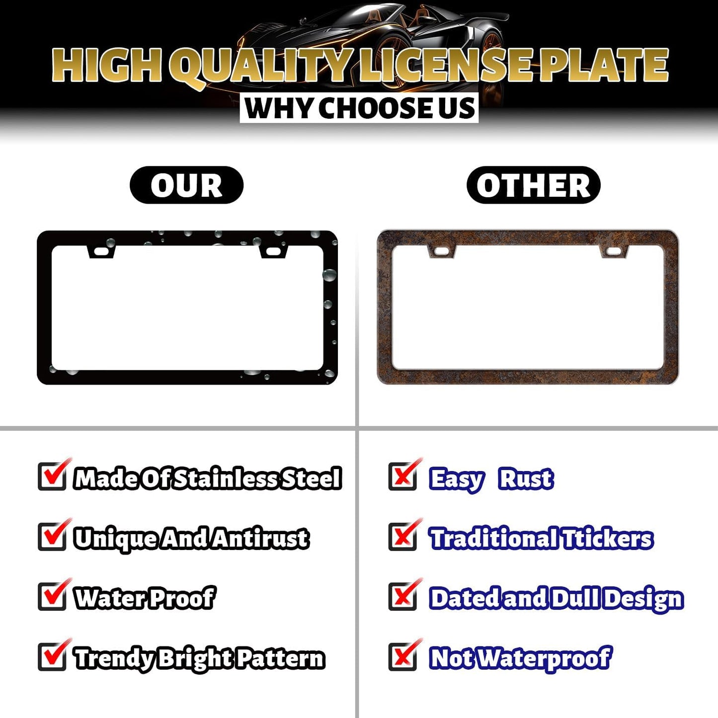 May The Forest Be with You License Plate Frame Funny Text License Plate Holder for Personalized Car Decorative Stainless Steel Forest License Plate Auto Part with Screws 12.2" x 6.2"