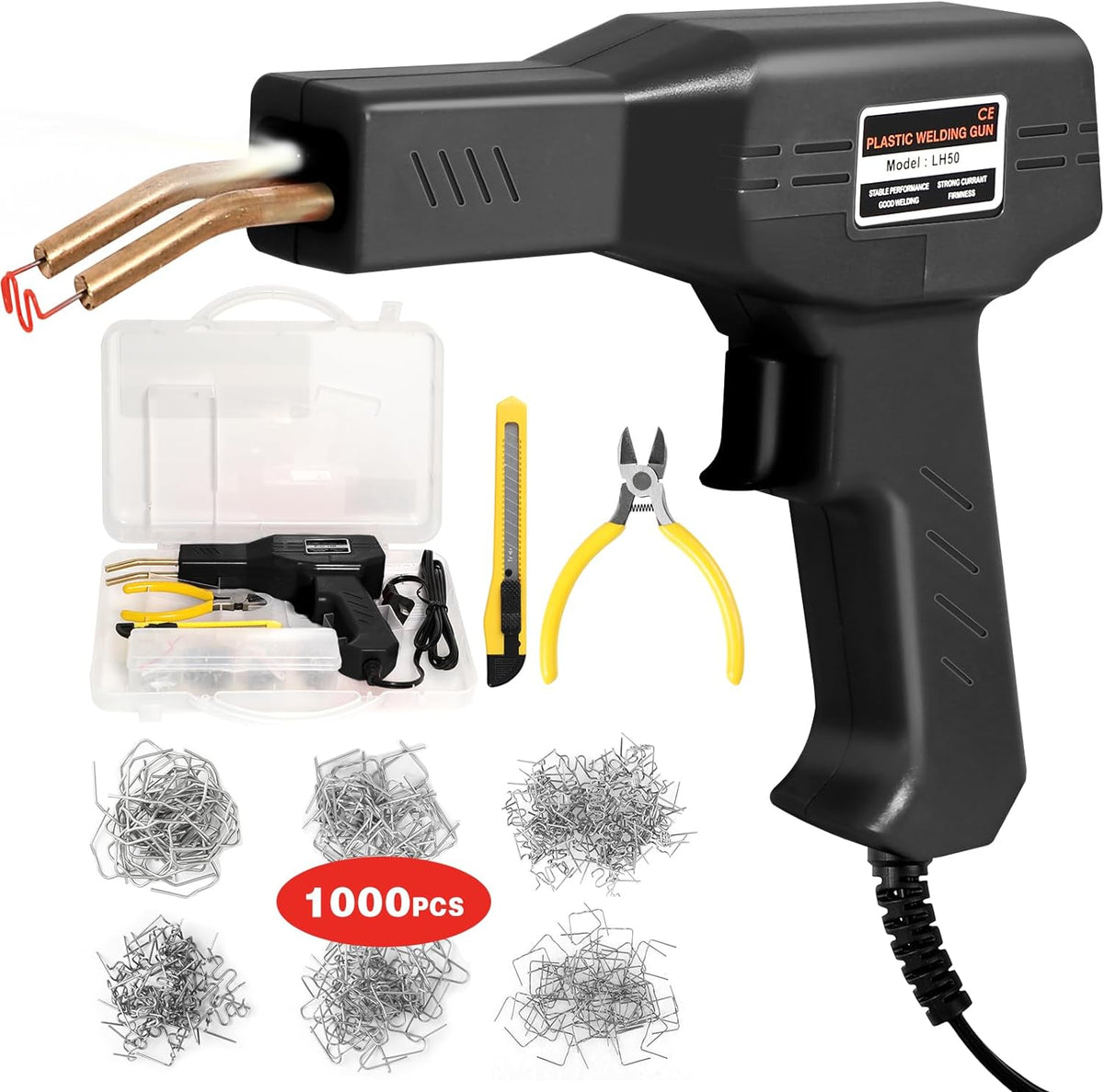 ATOLS Plastic Welder, 1000PCS Staples, Plastic Welding Kit, Hot Stapler Kit, Plastic Welder Gun Kit, Car Bumper Repair Kit, Plastic Repair Kit