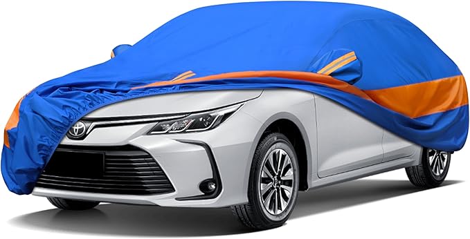 Heavy Duty Outdoor Car Cover Windproof All Weather Waterproof Sun Rain UV Dust Snow Protection Outdoor,Fit FIt Acura,Subaru,Nissan etc.Size A5