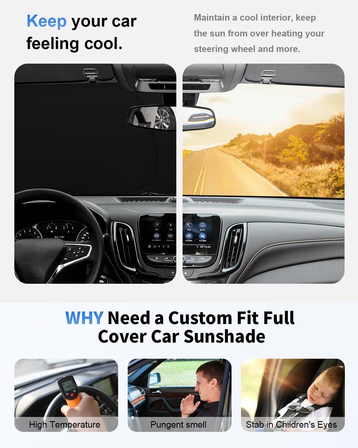 for Kicks Windshield Sun Shade Sunshade for 2018 2020 2021 2022 2023 2024 2025 Nissan Kicks S SV SR Crossover Accessories 2-Layer Car Front Window Sun Visor Shield Foldable Protector Blocks UV