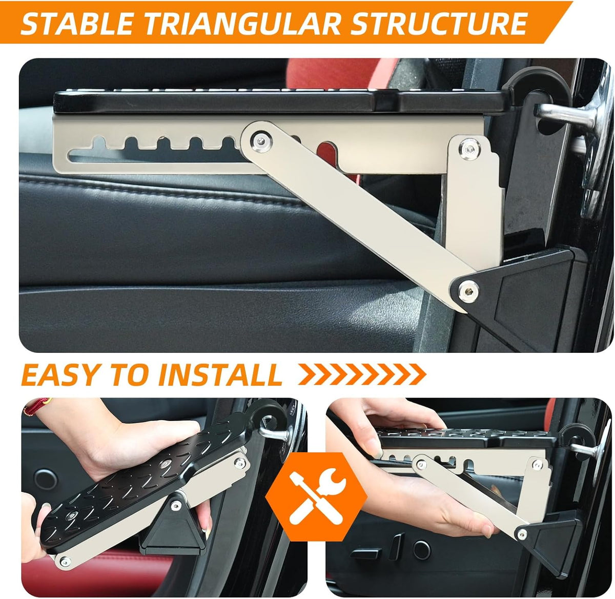 Car Door Step, Universal Fit Door Step for Car Roof Access, Adjustable Stand Pedal for Door Latch, Supports Both Feet, Roof Rack Accessories for Most Car, SUV, Vehicles