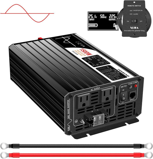 Xijia 1500W(Peak Power 3000W) 48v to 120v Pure sine Wave 60HZ Solar Inverter for Home Use car (DC48V (Range 40V-60V) 1500W)