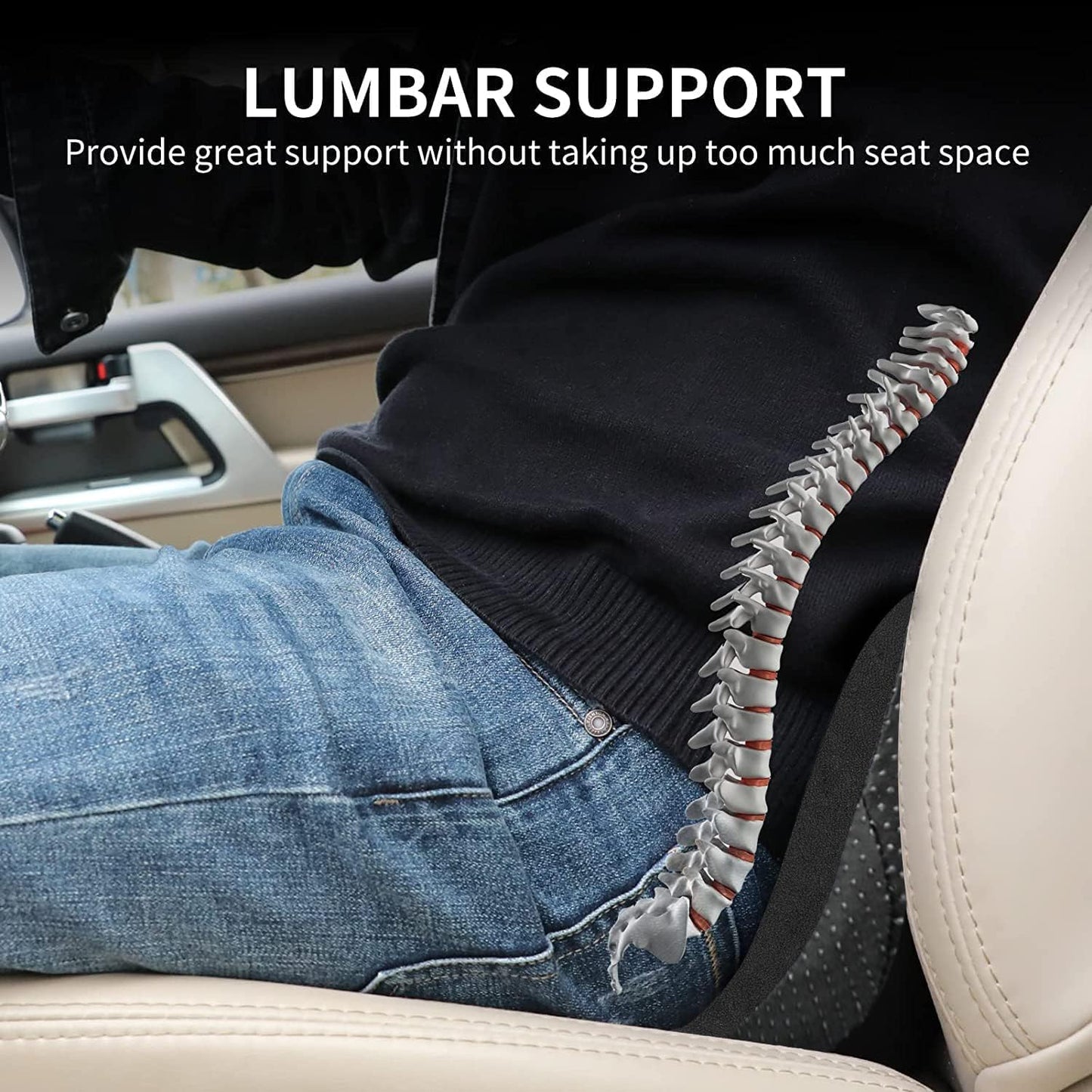Car Seat Cushion - Memory Foam Car Seat Pad - Sciatica & Lower Back Pain Relief - Car Seat Cushions for Driving - Road Trip Essentials for Drivers(Classic Black)
