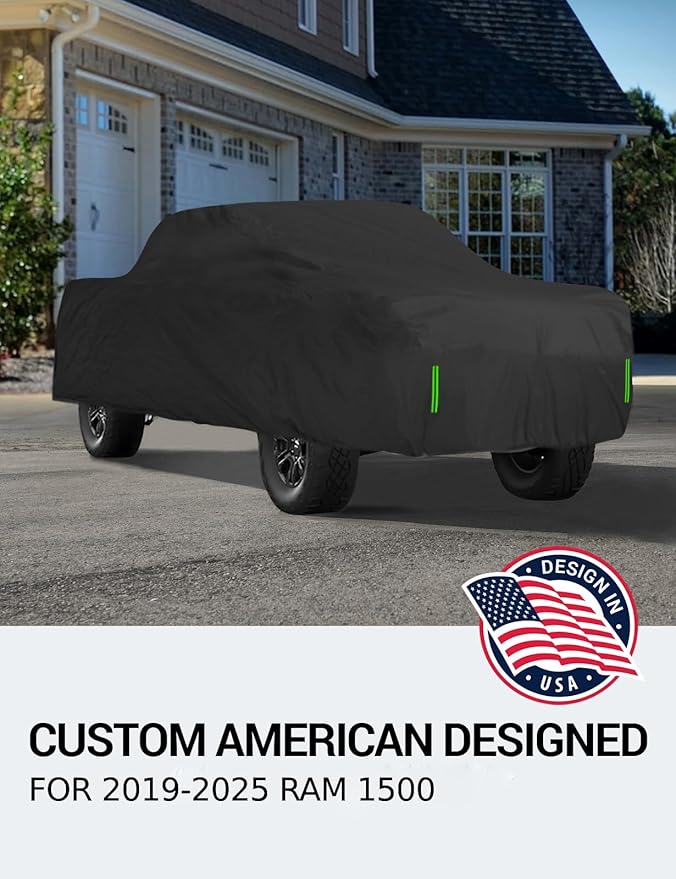 Proadsy 2025 Upgrade Car Cover Custom Fit for Ram 1500 2019-2024 2025, Waterproof All Weather for Automobiles, Windproof Snowproof Rain Hail Sun UV Protection Full Outdoor Indoor Exterior Car Covers