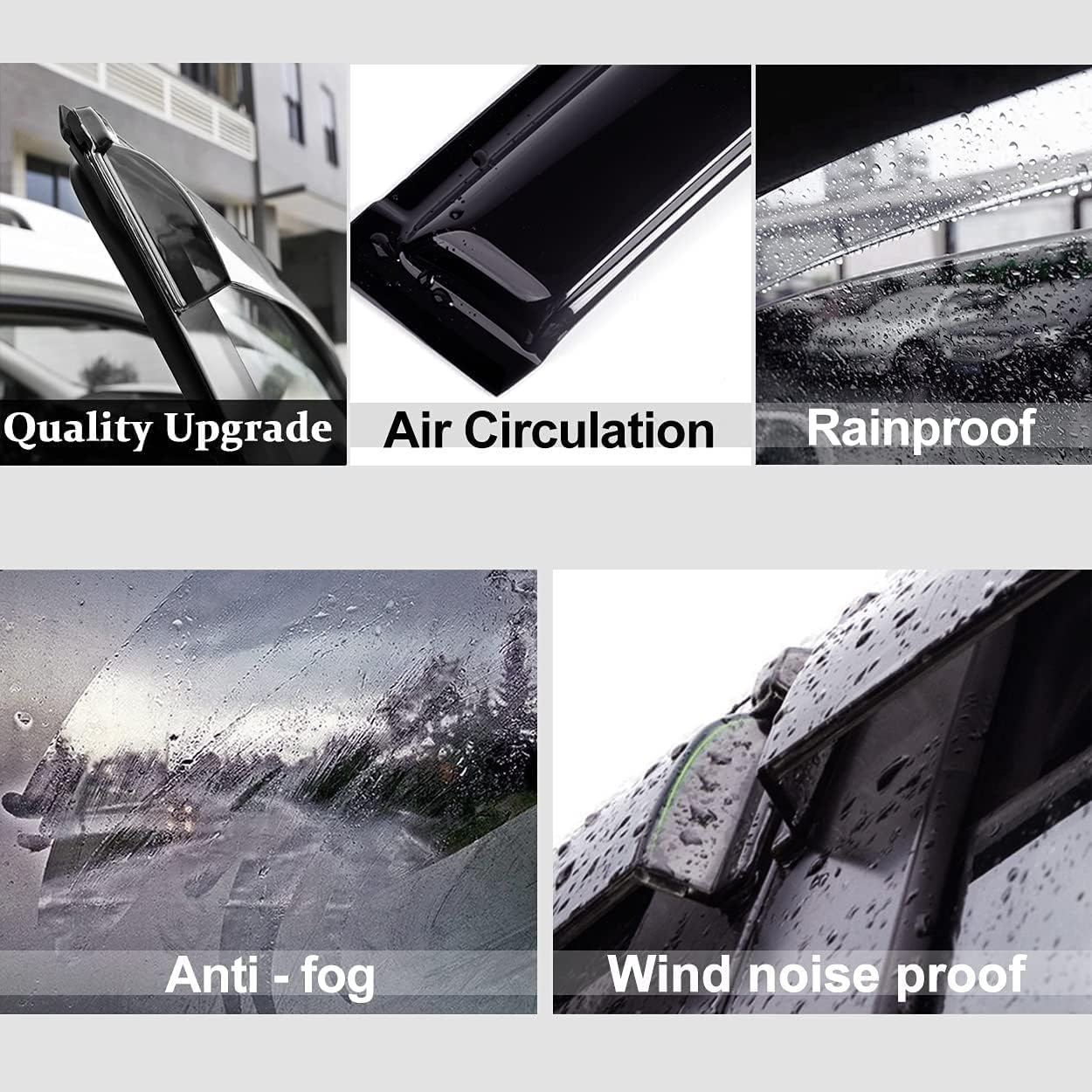 94531 Side Window Visors Wind Vent Deflector,4pcs Outside Mount Tape-On Dark Smoke Nice Sun Rain Guards Set for 2015-2020 Cadillac Escalade/Chevy Tahoe/GMC Yukon