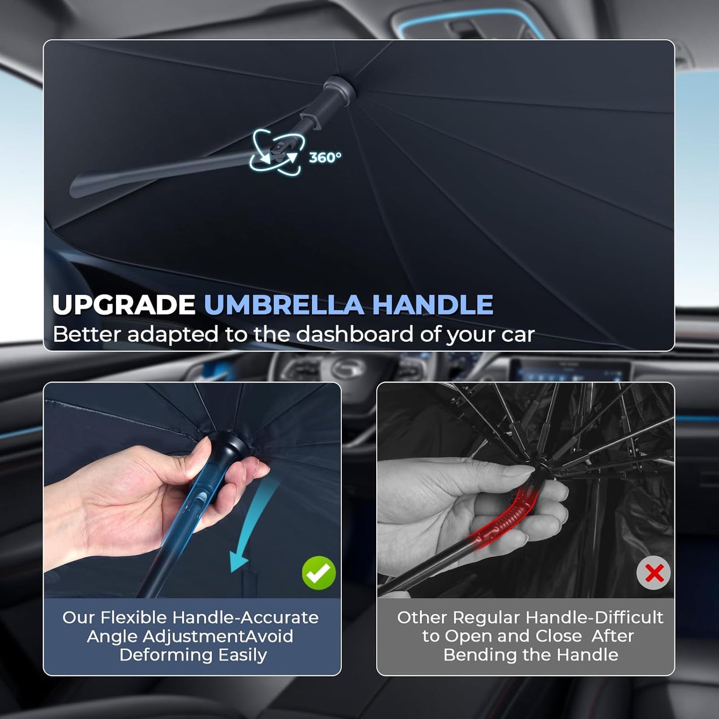 Windshield Sun Shade Umbrella Compatible with 2021-2024 Chevy Suburban Accessories: Custom Fit 210T Silver, Foldable Sunshade Front Window Sun Visor, Blocks UV Rays Keeps Car Cool for LS, LT, RST, Z71