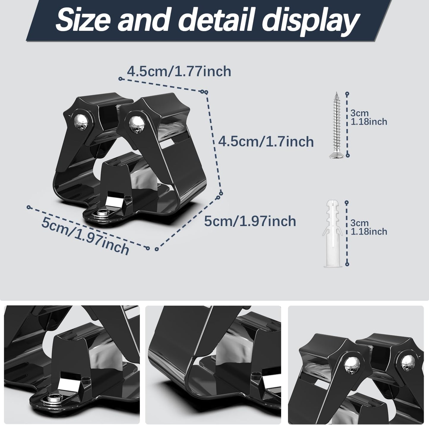 3-H Stainless Steel Broom Holder Wall Mount 12-Pack- Heavy Duty Mop Organizer, Wall Mounted Broom Storage with Secure Mounting for Kitchen Laundry Garage Bathroom (Space Saving)