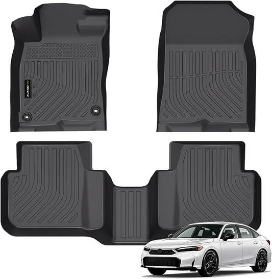 Auxko All Weather Floor Mats Fit for Honda Civic Hybrid 2026 2025 TPE Liners Accessories All Season Guard Odorless Anti-Slip Floor Mats for Honda Civic Hybrid 2025 Black
