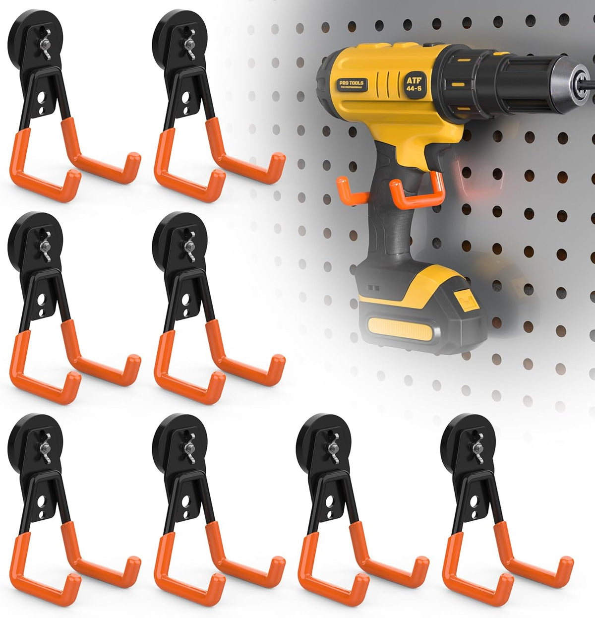 8 Pack Large Heavy Duty Magnetic Hook Extra Strong Magnetic Garage Hooks Big NdFeB Industrial Magnet Hooks Magnetic Utility Storage Holder Organization with Anti-Slip Coating for Hanging Garden Tool