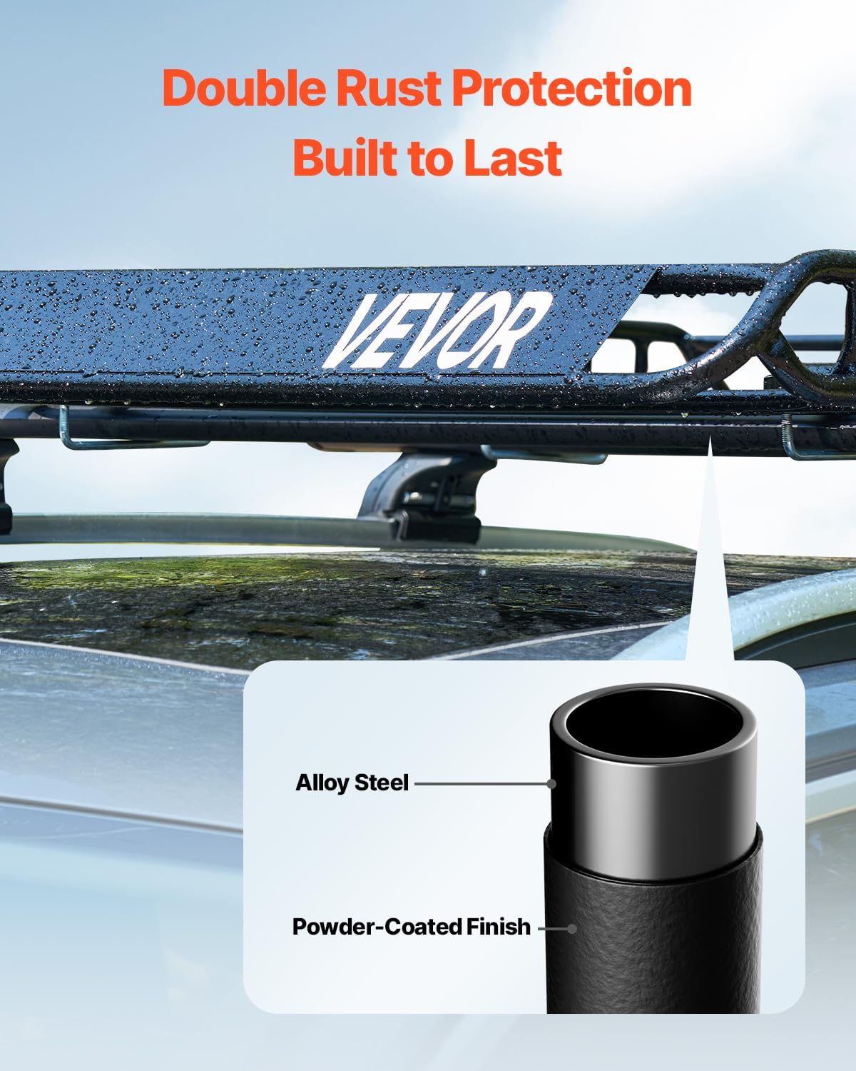 VEVOR Roof Rack Basket, 51 x 36 x 4.1 in, Universal Rooftop Cargo Carrier with 1120 x 870 x 260 mm Cargo Bag, Net, Ratchet Straps, 200 lbs Max Load Capacity Car Top Luggage Holder, for SUV Truck Car