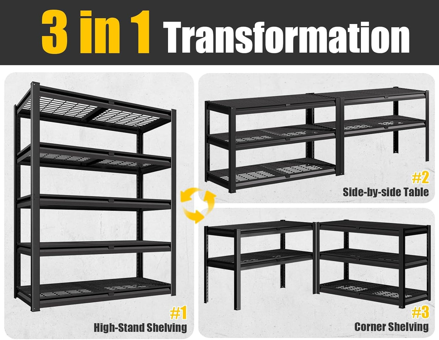 PrimeZone Heavy Duty Garage Shelving 5 Tier Heavy Duty Storage Shelves Adjustable Industrial Metal Wire Shelf Unit for Garage,Basement,Pantry,Warehouse,Commercial,36" W X 16" D X 72" H 3Pack