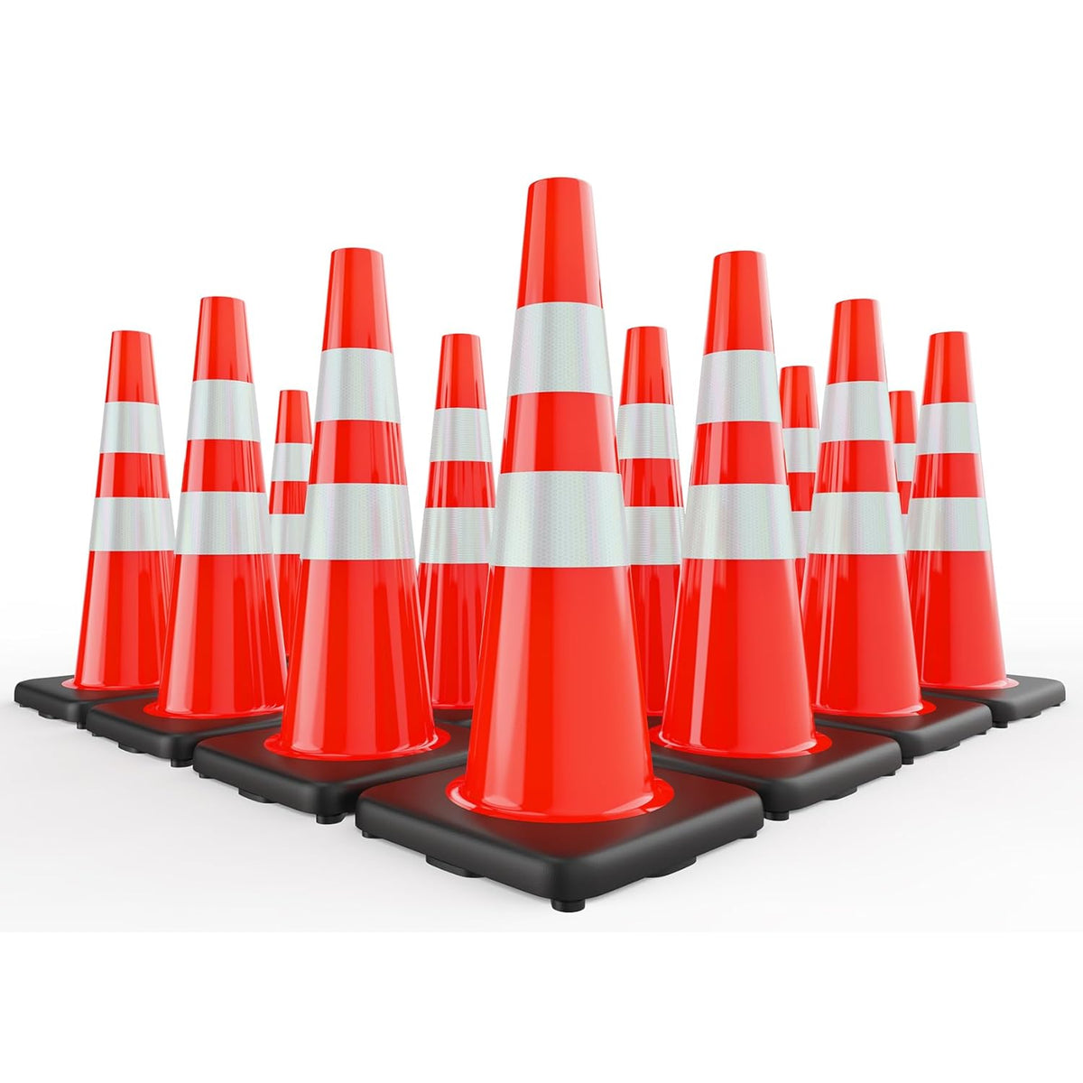 Traffic Cones 28 inch Orange 12 Pack Heavy Duty Safety Cones with Reflective Collars Fit Parking Lot,Driveway Road Traffic Control Construction Cones