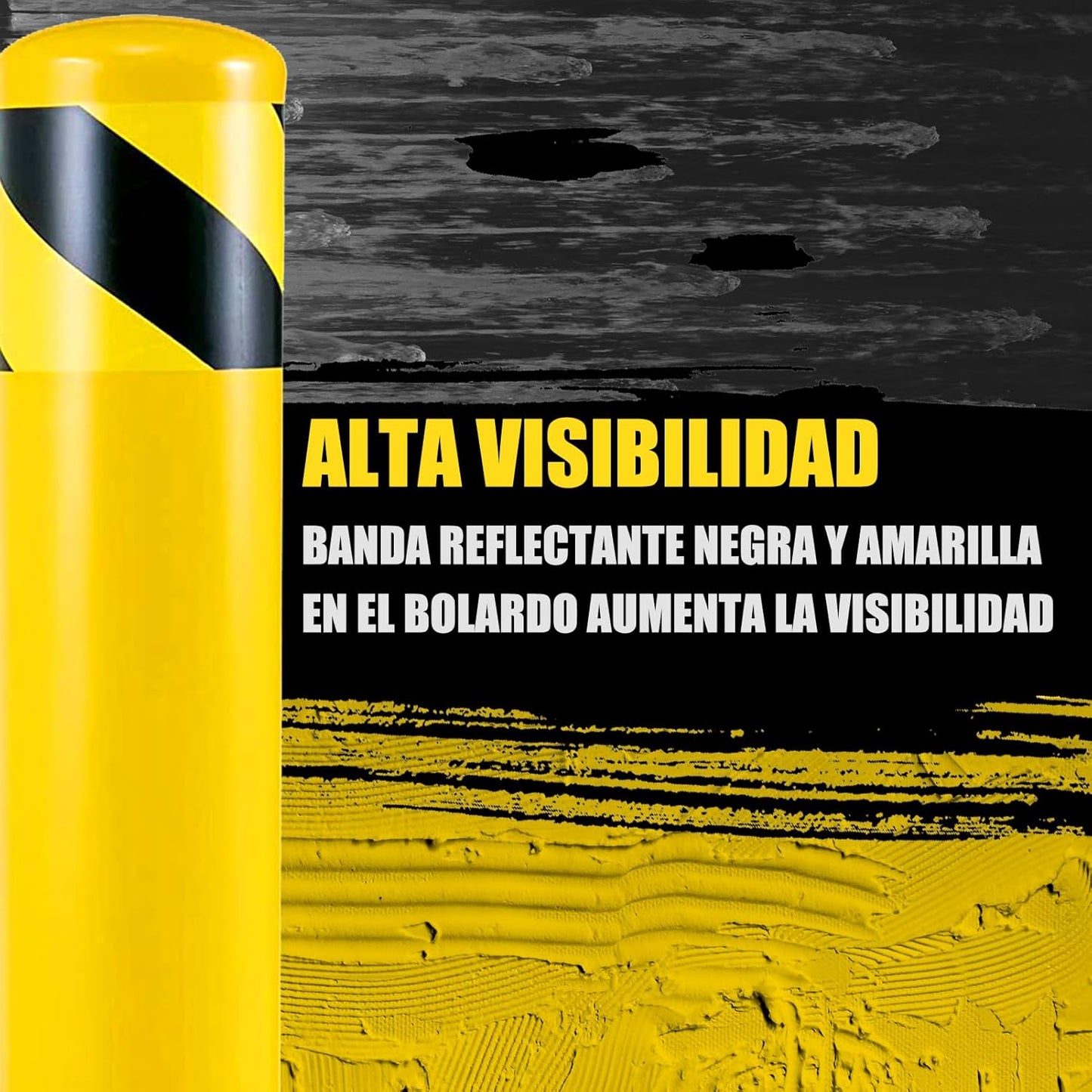 Safety Bollard Post, Steel Bollards,Parking Bollard, Yellow Powder Coated Safety Parking Barrier Post, for Traffic Sensitive Areas (8, 42"H*3"D)