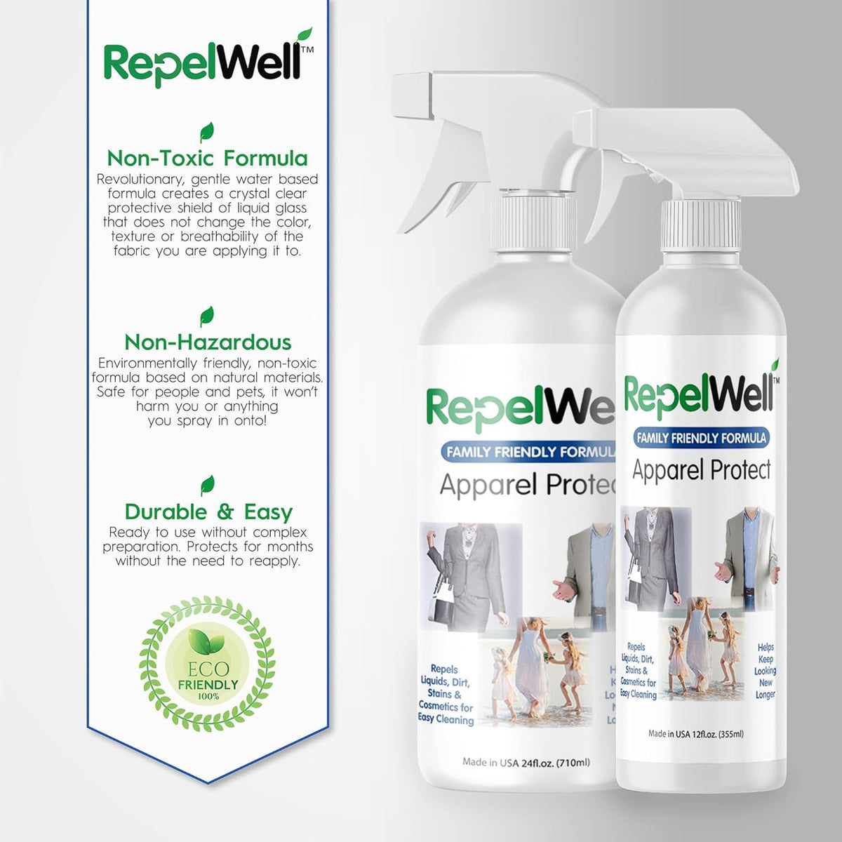 Apparel Protect (24oz) Stain & Water Repellent Spray – Non-Toxic, Eco-Friendly, Pet-Safe Sprays for Clothing & More