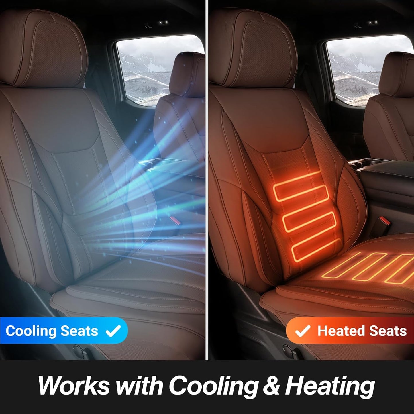 Coverland Custom Car Seat Covers Compatible with 2007-2013 Tundra Regular Cab, CrewMax - Premium Leather Non-Slip Memory Foam Waterproof Protector Front Seat-Dark Brown [See Size Chart-Size A36]