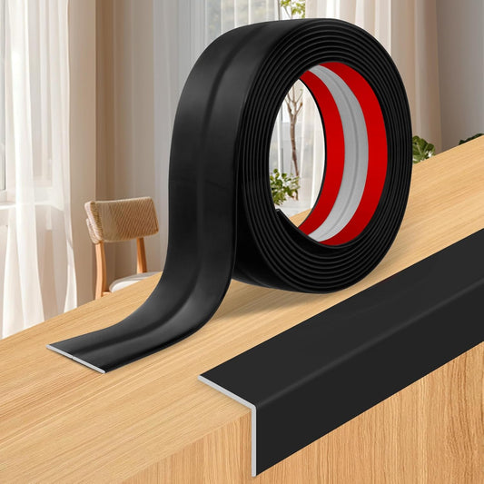 Wall Corner Protector Moulding Trim Peel and Stick Wall Corner Guards Trim Flexible Self Adhesive Edge Protector Moulding, 0.8 in x 20 Ft, Black