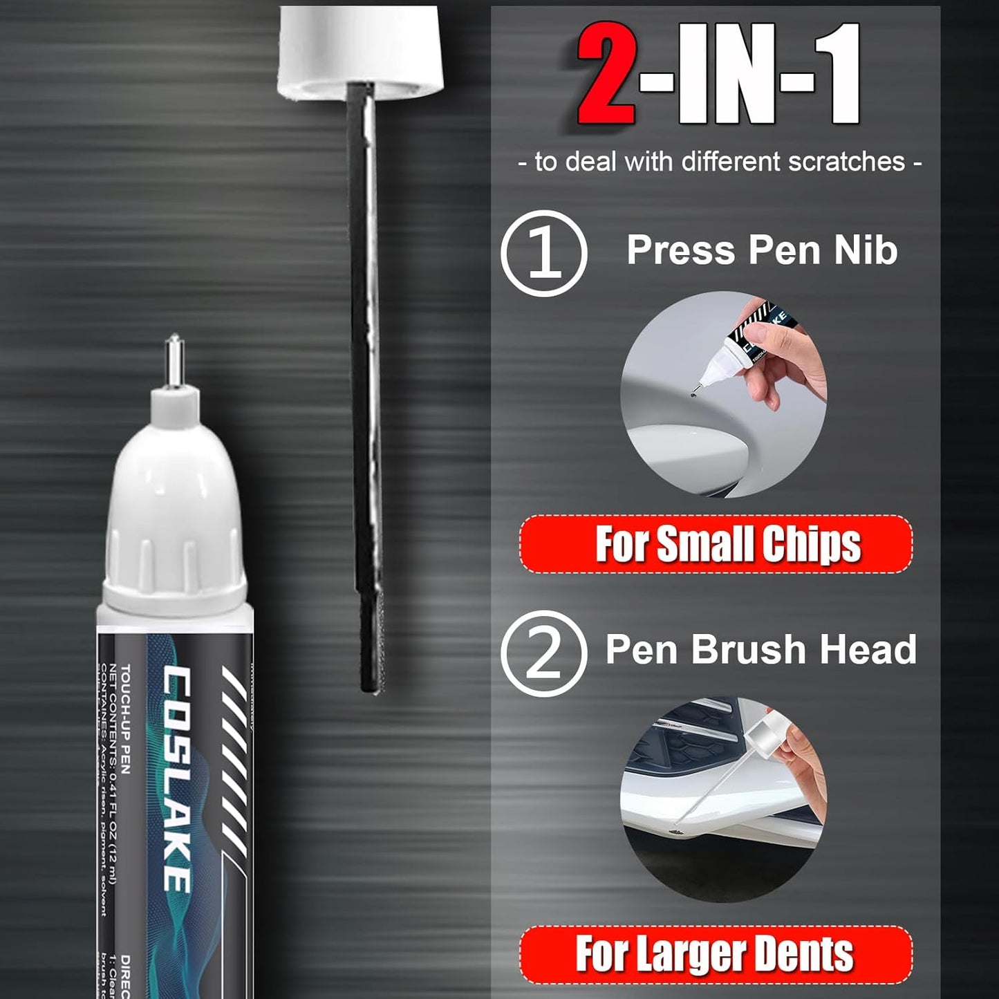 Car Touch Up Paint(Granite Crystal Metallic(PAU/LAU) ) for Dodge Ram, Car Paint Scratch Repair Kit, Quick & Easy Solution to Repair, 2 in 1 Scratch Remover Pen with 2PCS Disposable Micro Applicators