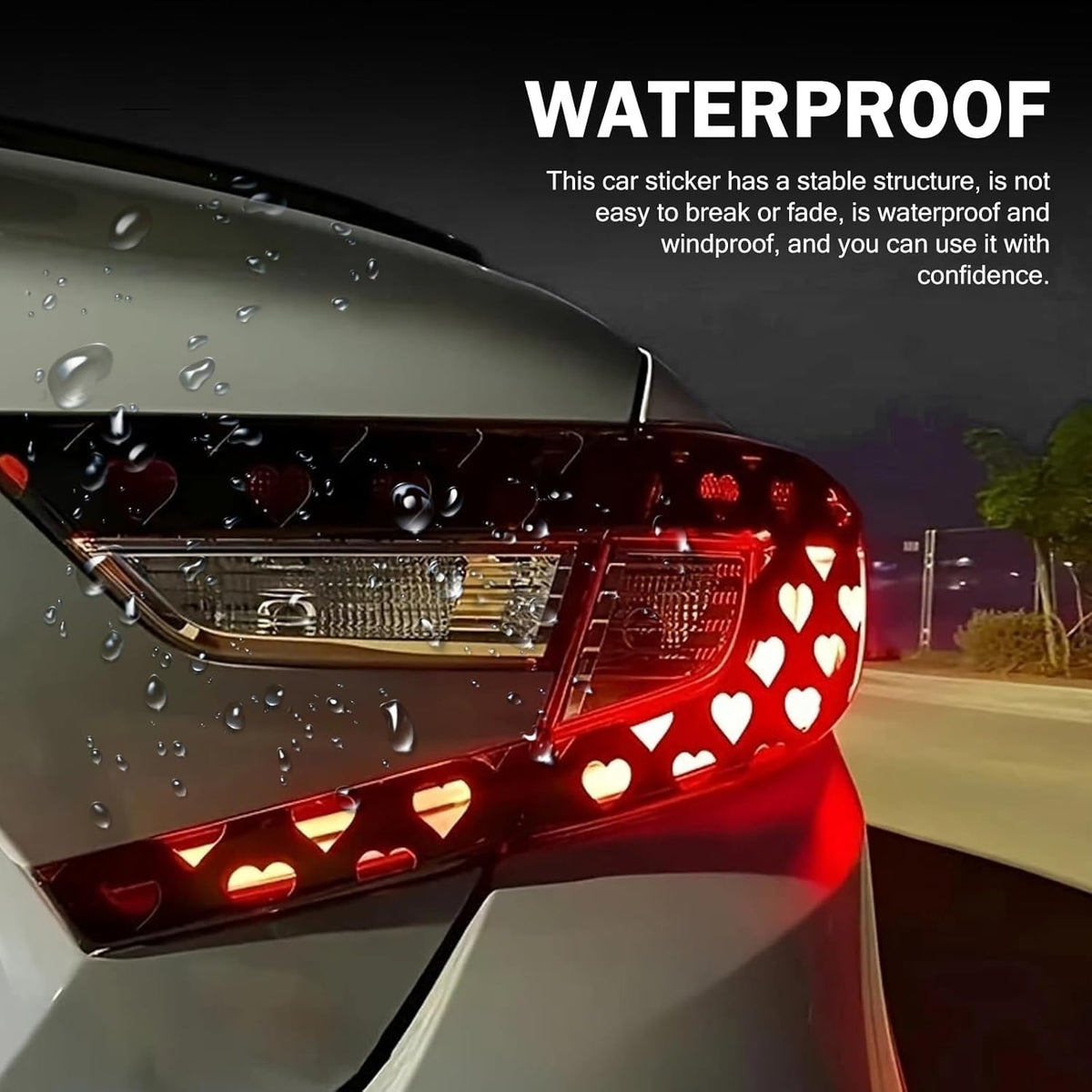 Car Rear Tail Light Lamp Stickers, Hollow Heart Pattern Sticker, Waterproof Taillight Tint Film Sheet for Car Rear Tail Lights, Funny DIY Headlamp Taillight Cover Trim (Black)