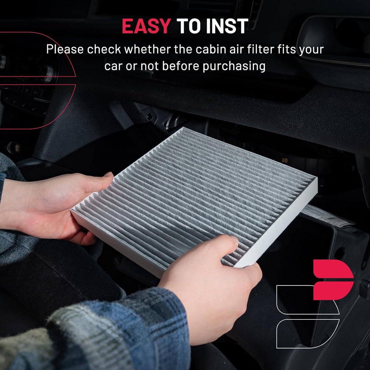 BDFHYK CF11924 Cabin Air Filter with Activated Carbon Compatible with Fiat 2012-2019 500 1.4L l4, 2012-2017 500 1.4L l4, Replace# CAF6185, CAF1896P, CF1249, CAF2140
