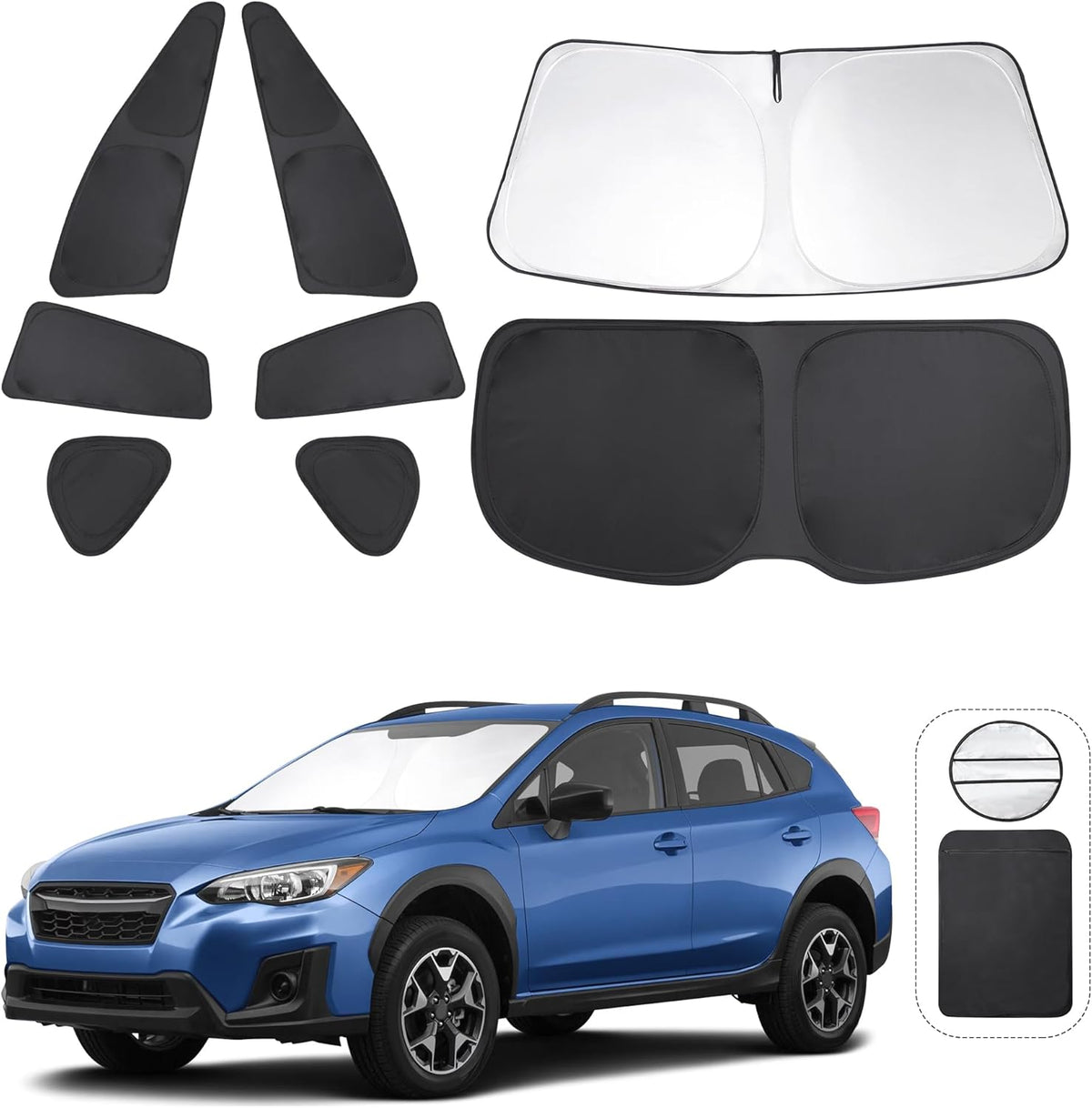 TINGLU Window Shades for Subaru Crosstrek 2018-2023 Accessories Car Side Full Windows Rear Triangular Windshield Sun Shade Sun UV Rays & Privacy Protection for Camping,Napping,and Relaxing 8PCS