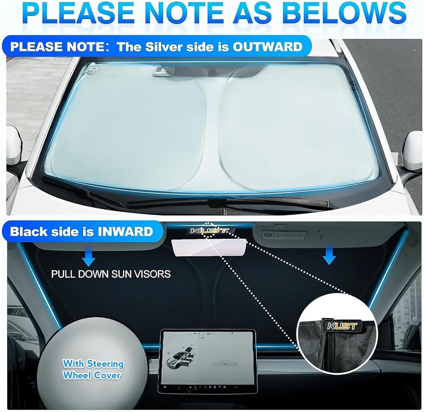 KUST Windshield Sun Shade for 2015-2020 Ford F150 Accessories (Lariat, Raptor, King Ranch) Pickup Truck Custom Fit Window Shade Foldable Sun Visor Protector Blocks UV Rays Keep Your Car Cooler