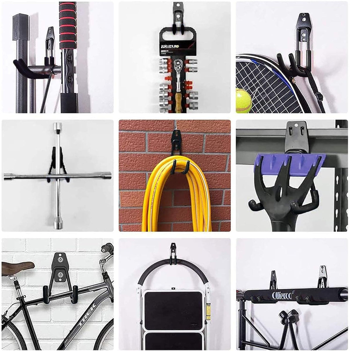 Garage Storage Utility Hooks - 2.8 Inch Wall Mount Hanging Hook, Tool Organizer, Heavy Duty Double Hook